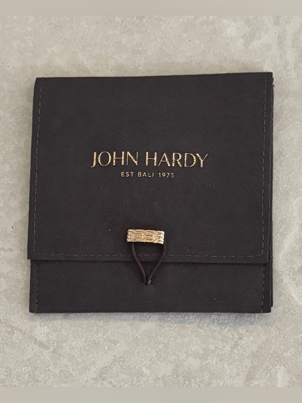 John Hardy Black Leather Jewelry Pouch with Gold Detail (4 x 4) - Picture 3 of 5
